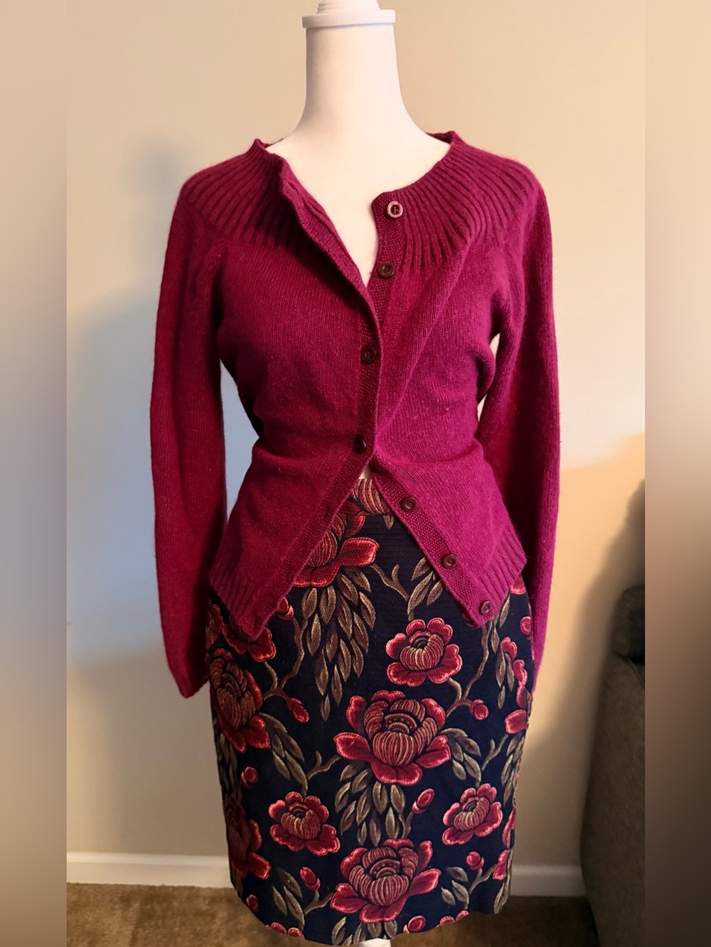 Rose floral dark romantic pencil skirt Whimsygoth sz 4p